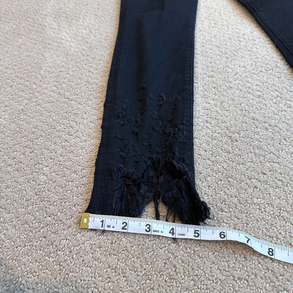 J Brand Jeans Leenah Distressed Raw Hem Fringe Black Array Goth Size 26 JB002487 - Picture 8 of 12